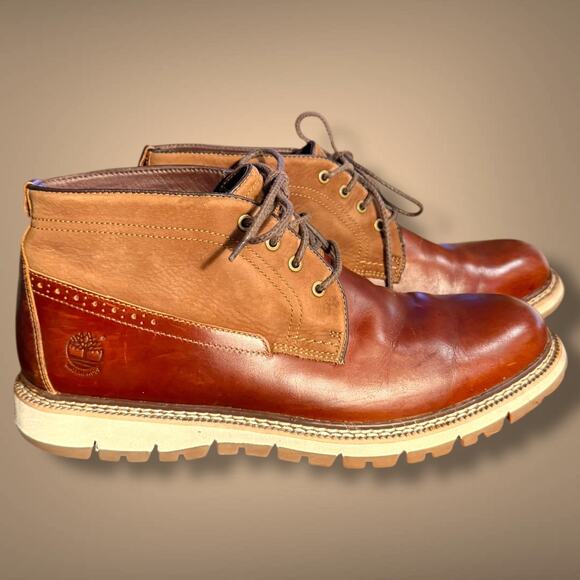 Men's Size 11 TIMBERLAND Britton Hill Waterproof Chestnut Leather Chukka Boots - Picture 2 of 12
